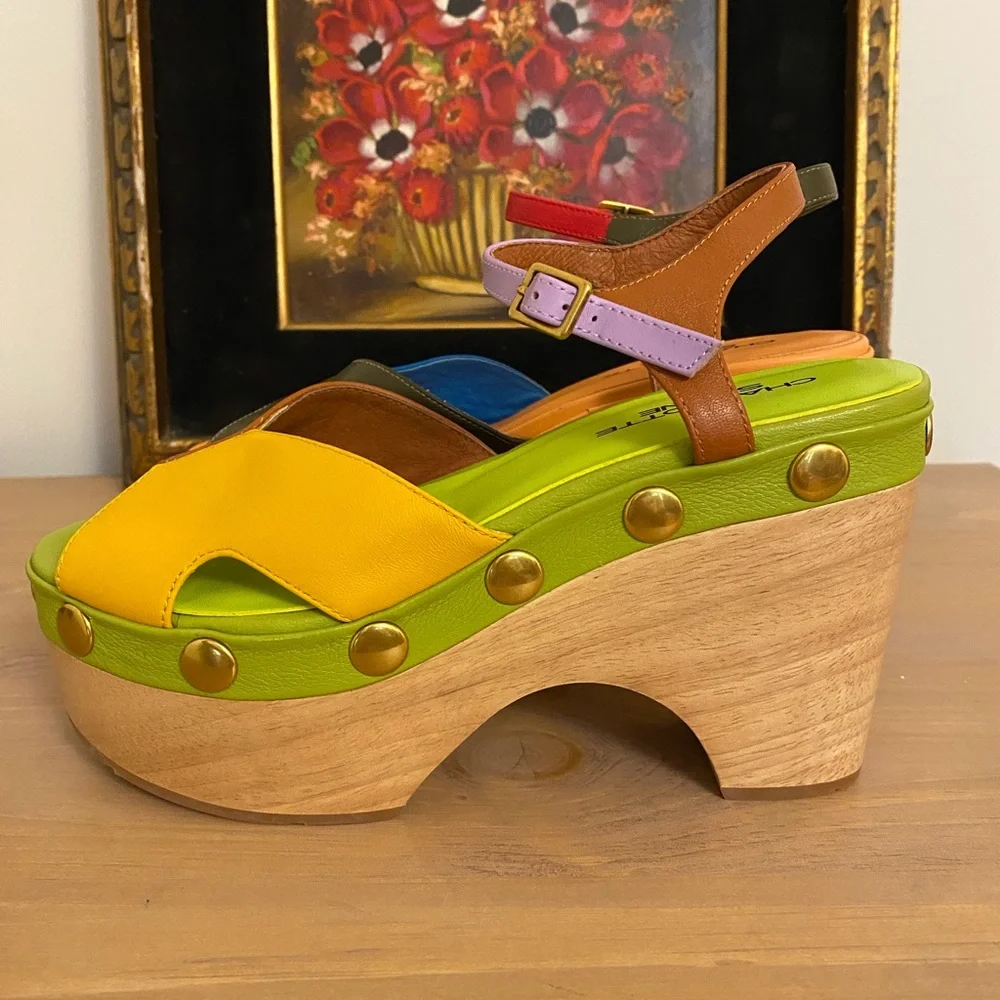 Charlotte Stone Multi-Color Leather Platform Sandals